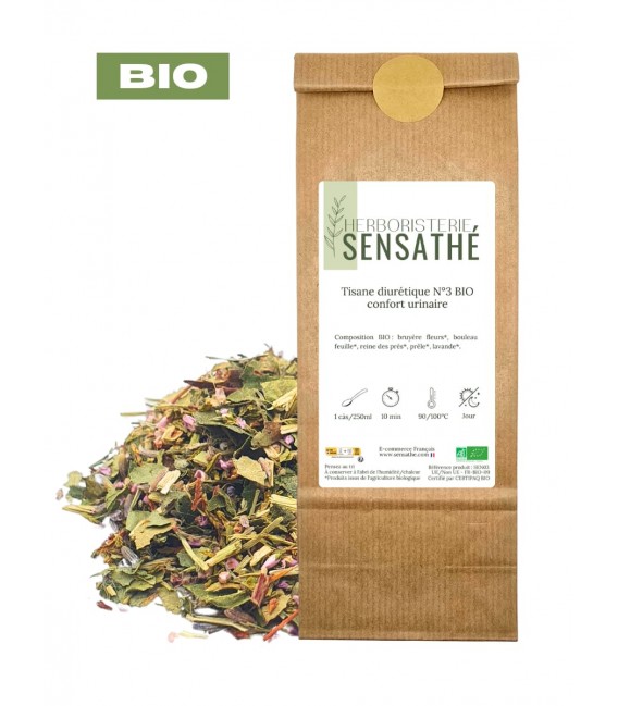 Tisane diurétique confort urinaire N°3 BIO et naturel - Herboristerie Sensathé