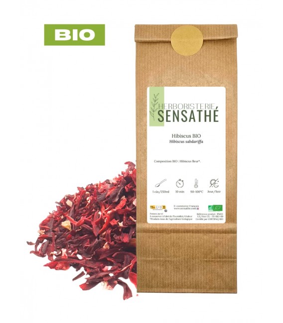 Hibiscus BIO, hibiscus sabdariffa, tisane hibiscus - fleur coupée, plantes en vrac - Herboristerie & Phytothérapie