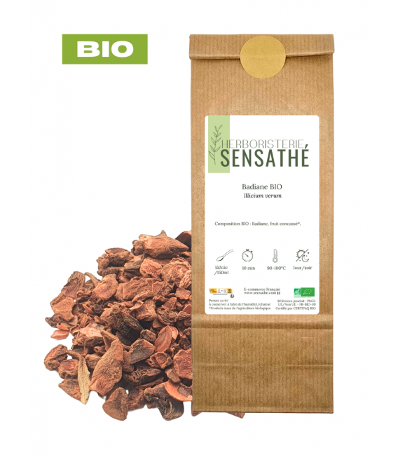 Badiane BIO, illicium verum, tisane anis étoilé -fruit concassé, plantes en vrac - Herboristerie & Phytothérapie