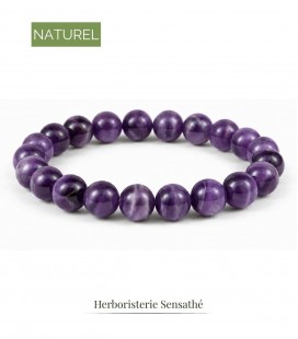 Bracelet améthyste en pierre naturelle - Perles rondes - Bijoux énergétique