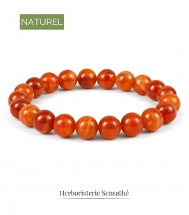 Bracelet cornaline en pierre naturelle - Perles rondes - Bijoux énergétique