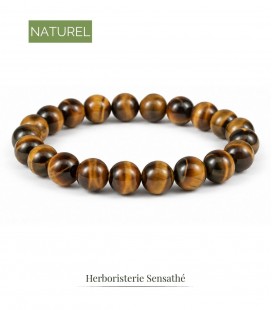 Bracelet œil de tigre en pierre naturelle - Perles rondes - Bijoux énergétique