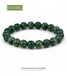 Bracelet agate mousse en pierre naturelle - Perles rondes - Bijoux énergétique