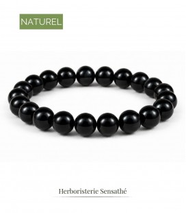 Bracelet obsidienne noire en pierre naturelle - Perles rondes - Bijoux énergétique