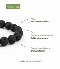 Bracelet pierre de lave en pierre naturelle - Perles rondes - Bijoux énergétique