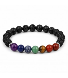 Bracelet 7 chakras en pierre de lave naturelle