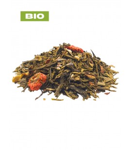 Thé vert/thé blanc énergie - douleur grippale - Fraise/jasmin/piment - Tisane - Produits bio