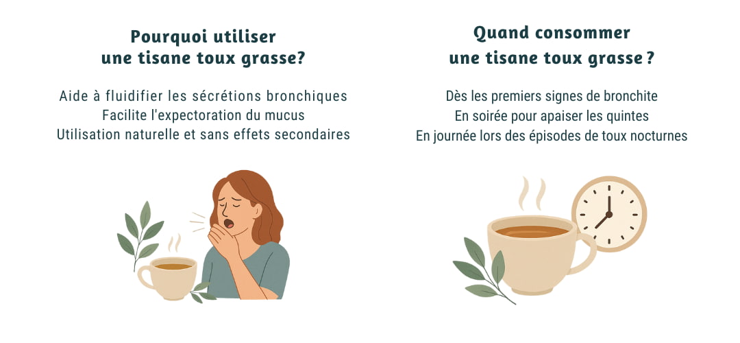 Pourquoi et quand consommer une tisane toux grasse Illustration utilisation tisane toux grasse